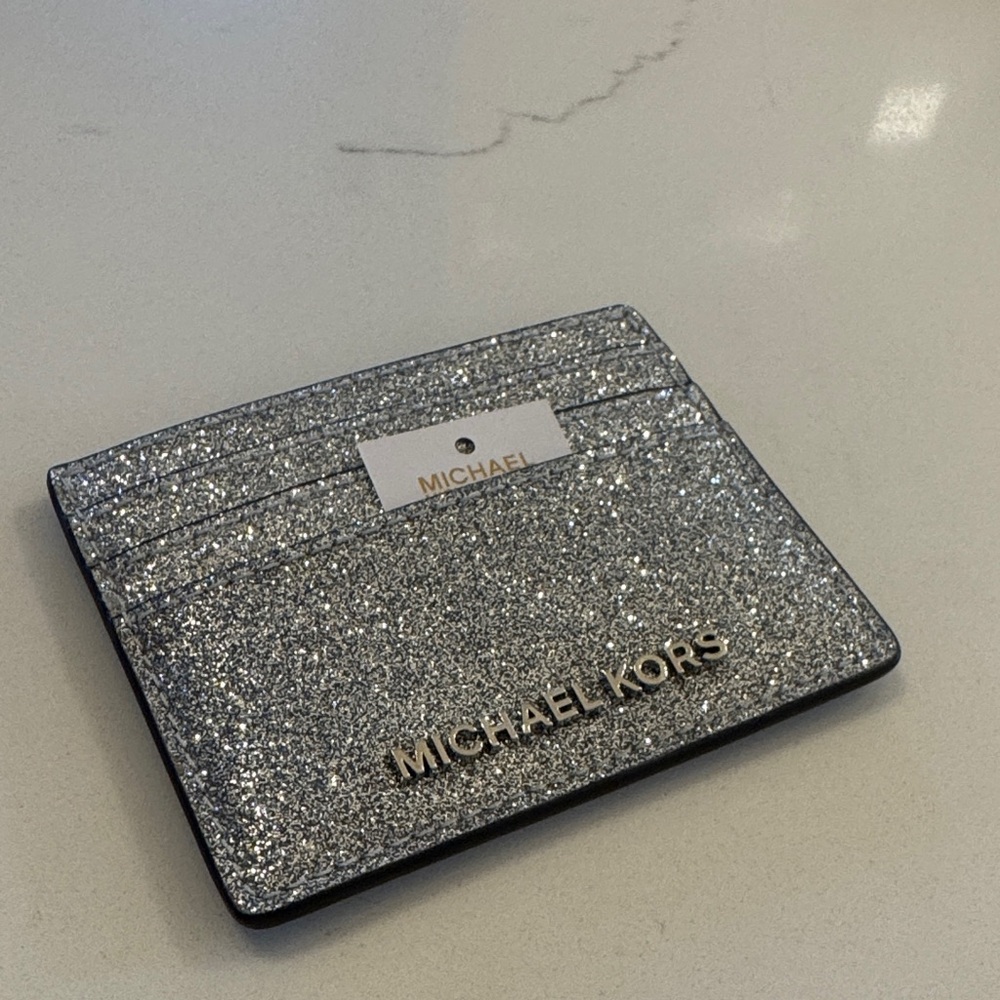 Michael Kors Glittering Silver Card Holder